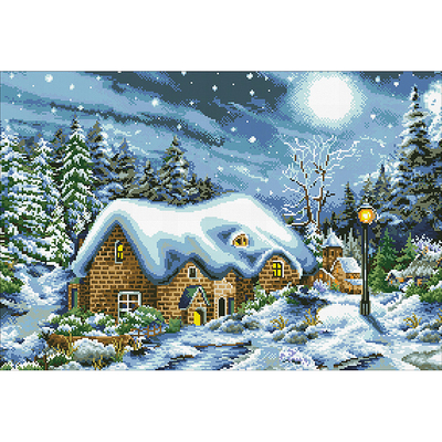 Рисунок на канве Гелиос П-024 «Зимний дом» 41*57 см в интернет-магазине Швейпрофи.рф