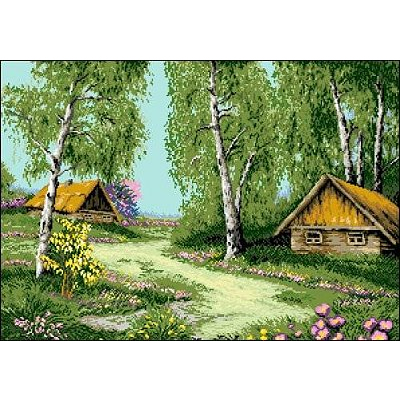 Рисунок на канве Гелиос П-039 «Деревня» 60*43,5 см в интернет-магазине Швейпрофи.рф