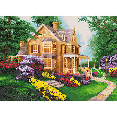 Рисунок на канве Гелиос П-049 «Дом в цветущем саду» 56*42 см в интернет-магазине Швейпрофи.рф