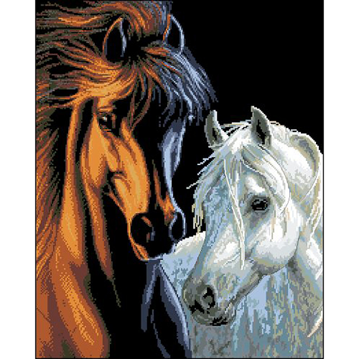 Рисунок на канве Гелиос Ф-032 «Конь и лошадь» 43*53 см