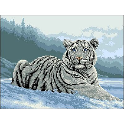 Рисунок на канве Гелиос Ф-048 «Белый тигр на снегу» 34*46 см в интернет-магазине Швейпрофи.рф