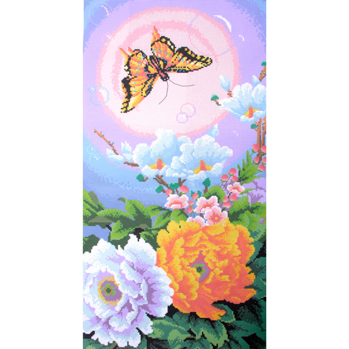 Рисунок на канве Гелиос Ц-014 «Пионы и бабочки» 32*58 см