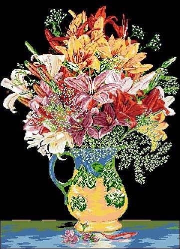 Рисунок на канве Гелиос Ц-026 «Букет с лилиями» 43*58 см