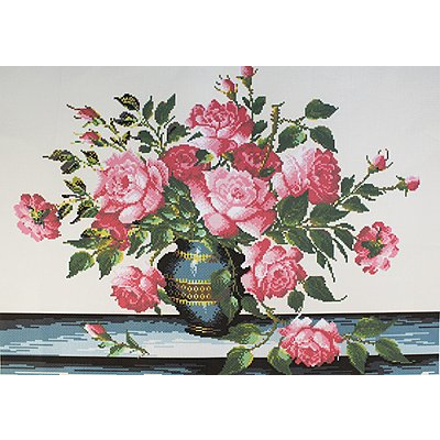 Рисунок на канве Гелиос Ц-038 «Розы в вазе» 43,5*57.5 см в интернет-магазине Швейпрофи.рф