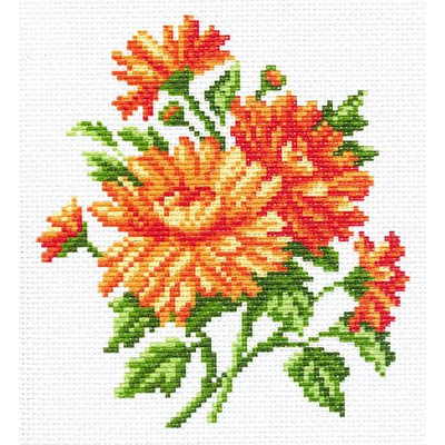 Рисунок на канве МП (20*22 см) 1296 «Хризантемы оранжевые» (снят) в интернет-магазине Швейпрофи.рф