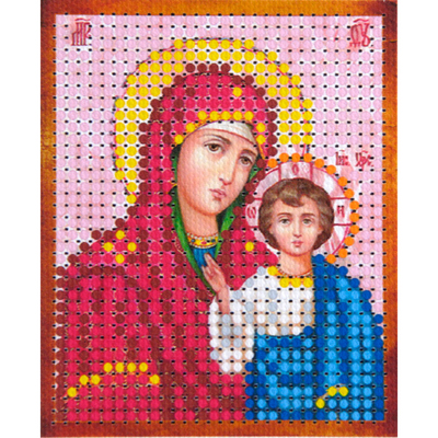Ткань с рисунком для вышивания бисером 6*7 см М-001 «Казанская Богородица» в интернет-магазине Швейпрофи.рф