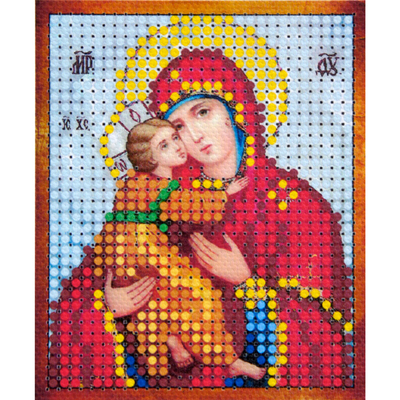Ткань с рисунком для вышивания бисером 6*7 см М-011 «Владимирская Богородица» в интернет-магазине Швейпрофи.рф