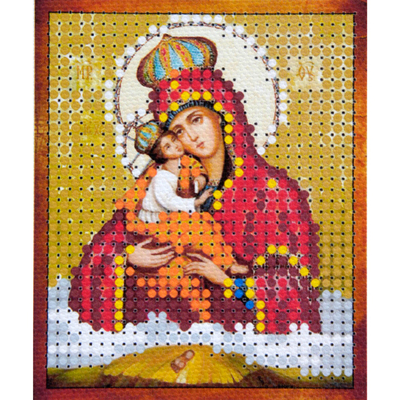 Ткань с рисунком для вышивания бисером 6*7 см М-013 «Почаевская Богородица» в интернет-магазине Швейпрофи.рф