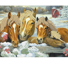 Ткань с рисунком для вышивания бисером А3 E-0321 «Дружные лошадки» 29*39 см