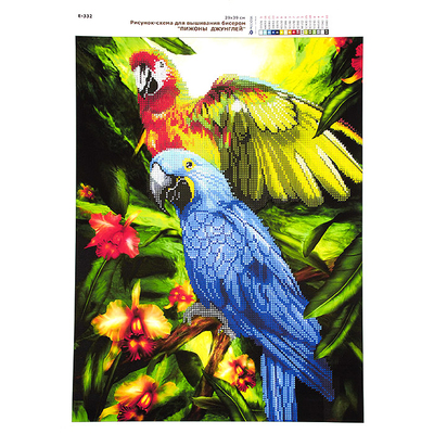 Ткань с рисунком для вышивания бисером А3 E-0332 «Пижоны джунглей» 29*39 см в интернет-магазине Швейпрофи.рф