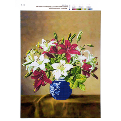Ткань с рисунком для вышивания бисером А3 E-0360 «Королевские лилии» 29*39 см в интернет-магазине Швейпрофи.рф