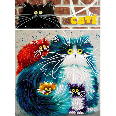Ткань с рисунком для вышивания бисером А3 КМ-801 «Котики. Я вся такая разная» 29*39 см в интернет-магазине Швейпрофи.рф