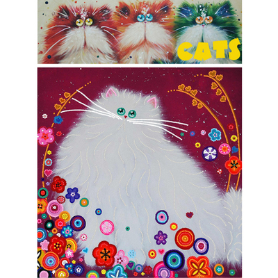Ткань с рисунком для вышивания бисером А3 КМ-802 «Котики. Я вся такая цветочная» 29*39 см в интернет-магазине Швейпрофи.рф