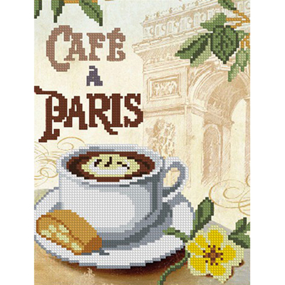Ткань с рисунком для вышивания бисером А4 MA-007 La France «Кофе в Париже» 18*23 см в интернет-магазине Швейпрофи.рф