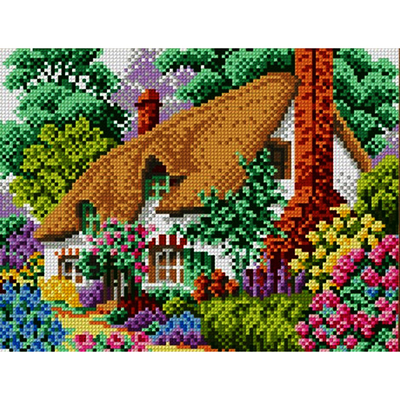 Ткань с рисунком для вышивания бисером А4 ЕА-017 «Дом в цветущем рае» 18*24 см в интернет-магазине Швейпрофи.рф