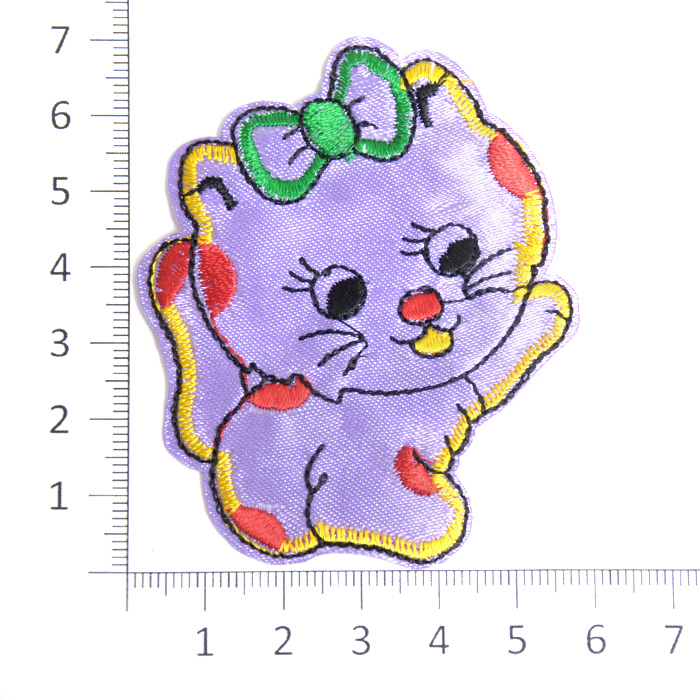Термоаппликация L044 (№21) «Кошка с бантиком» (4А) 7*6 см сиреневый
