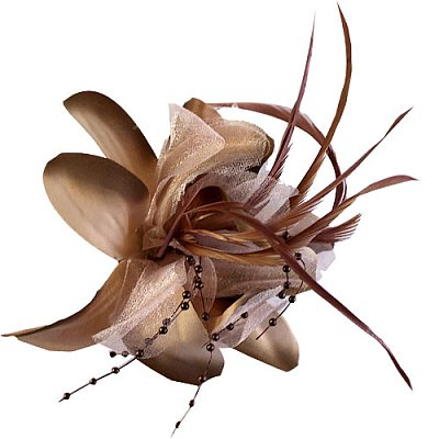 Цветок «Лилия» 6114 брошь-зажим+булавка 14,5 см т.-беж. в интернет-магазине Швейпрофи.рф