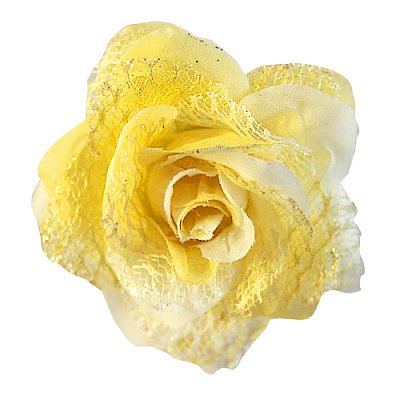 Цветок «Роза» 6095 брошь-зажим+булавка 7,7 см желтый в интернет-магазине Швейпрофи.рф