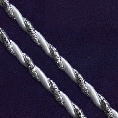 Шнур декор. AJD008  2,5 мм (уп. 50 м) серебро/белый в интернет-магазине Швейпрофи.рф
