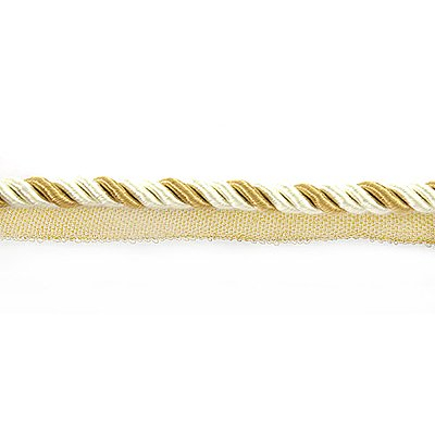 Шнур мебел. с ресницами 8 мм (уп. 25 м) золото/бел. в интернет-магазине Швейпрофи.рф