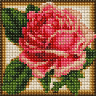 Алмазная мозаика АЖ-1450 «Румяная роза» 15*15 см в интернет-магазине Швейпрофи.рф