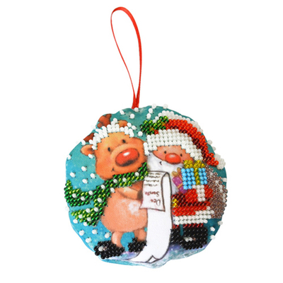 Набор для вышивания бисером Созвездие БИ-100  «Дедушка Мороз» новогодняя игрушка 8,5*8,5 см в интернет-магазине Швейпрофи.рф