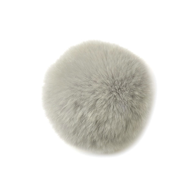 Помпон натуральный  8 см кролик PNK 052 серый в интернет-магазине Швейпрофи.рф