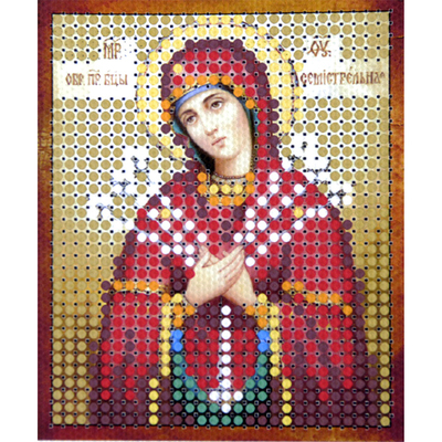 Ткань с рисунком для вышивания бисером 6*7 см М-008 «Семистрельная Богородица» в интернет-магазине Швейпрофи.рф