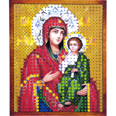 Ткань с рисунком для вышивания бисером 6*7 см М-010 «Иверская Богородица» в интернет-магазине Швейпрофи.рф