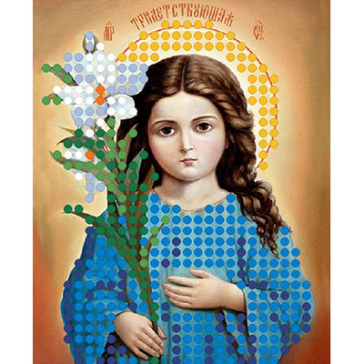 Ткань с рисунком для вышивания бисером 6*7 см М-022 «Трилетствующая Богородица» в интернет-магазине Швейпрофи.рф
