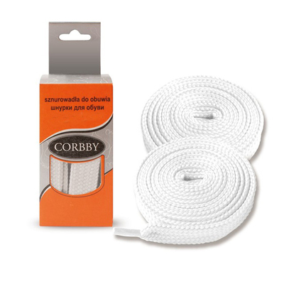 Шнурки Corbby  90 см с пропиткой плоские 5208C белый в интернет-магазине Швейпрофи.рф