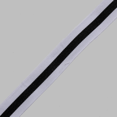 Тесьма рубчик 25 мм неэластичная  Лампас уп. 25 м белый/чёрный 7723005 в интернет-магазине Швейпрофи.рф