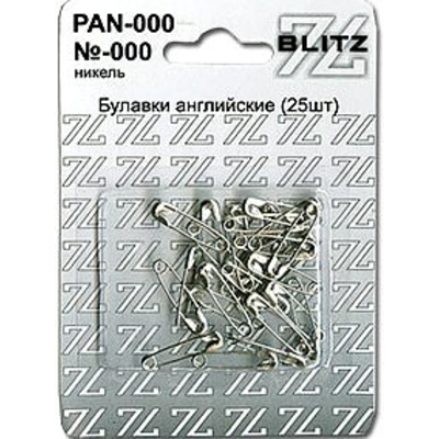 Булавки англ. «Блитц» №000 (уп. 25 шт. в блистере) никель в интернет-магазине Швейпрофи.рф