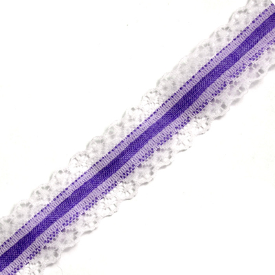 Кружево капрон  30 мм с тесьмой (уп.9,14 м) № 4 фиолетовый в интернет-магазине Швейпрофи.рф