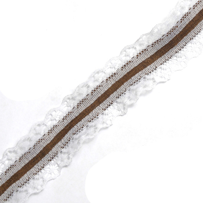 Кружево капрон  30 мм с тесьмой (уп.9,14 м) № 9 т. коричневый в интернет-магазине Швейпрофи.рф