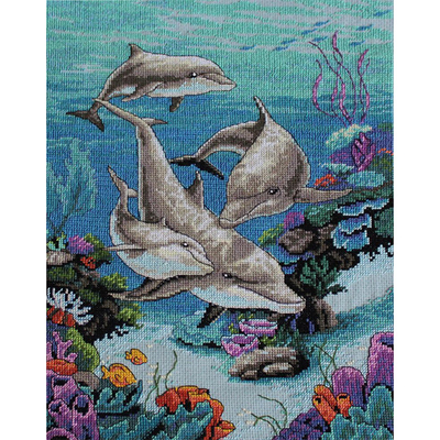 Набор для вышивания Dimensions 03830 «Семья дельфинов» 25*35 см в интернет-магазине Швейпрофи.рф