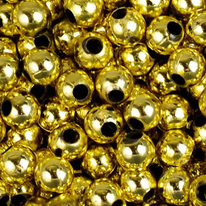Бусины пластм.  5-6 мм (уп. 10 г) золото