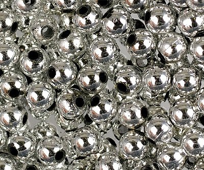 Бусины пластм.  5-6 мм (уп. 10 г) серебро
