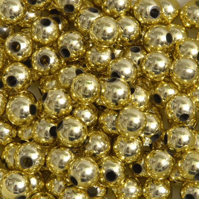 Бусины пластм.  8 мм (уп. 10 г) золото