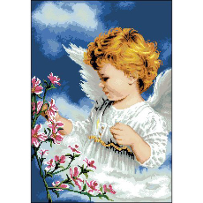 Рисунок на канве Гелиос И-023 «Ангелочек с цветком» 34*47 см в интернет-магазине Швейпрофи.рф