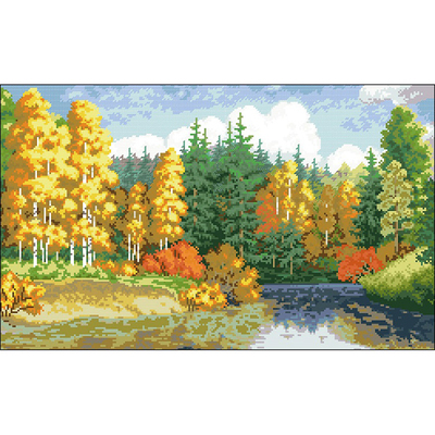 Рисунок на канве Гелиос П-028 «Золотая осень» 50*33,5 см в интернет-магазине Швейпрофи.рф