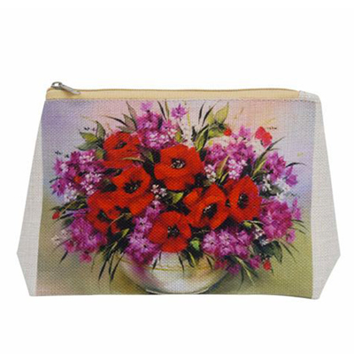 Сумочка-косметичка 9050 из холста с подкладкой «Цветы» 11*19 см в интернет-магазине Швейпрофи.рф