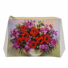 Сумочка-косметичка 9050 из холста с подкладкой «Цветы» 11*19 см