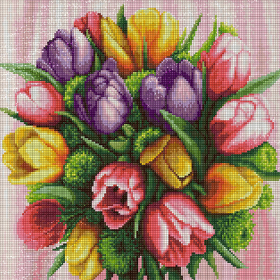Алмазная мозаика АЖ-1705  «Букет тюльпанов» 40*40 см в интернет-магазине Швейпрофи.рф
