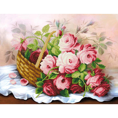 Набор для вышивания бисером ЧМ Б0753 «Корзина цветов» 26*35 см в интернет-магазине Швейпрофи.рф