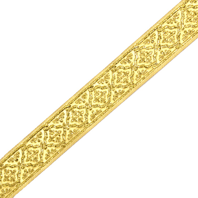 Тесьма 25 мм жаккард TRJ-66 уп. 10 м золото в интернет-магазине Швейпрофи.рф