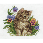 Набор для вышивания Кларт 8-209 «Котёнок в фиалках» 15*17 см