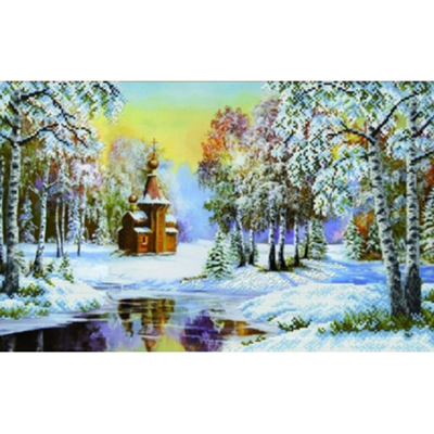 Ткань для вышивания бисером Благовест К-3008 Зимний пейзаж 26,5*40 см в интернет-магазине Швейпрофи.рф