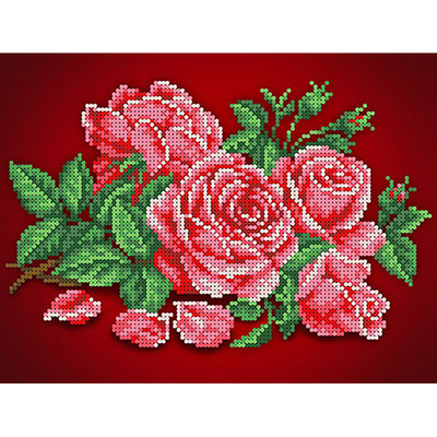 Ткань для вышивания бисером Каролинка КБЦ-4032  «Аромат розы» 18*24,5 см в интернет-магазине Швейпрофи.рф