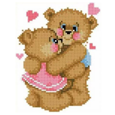 Ткань для вышивания бисером Каролинка КБЖ-5014 «Влюбленные медвежата» 12*16 см в интернет-магазине Швейпрофи.рф